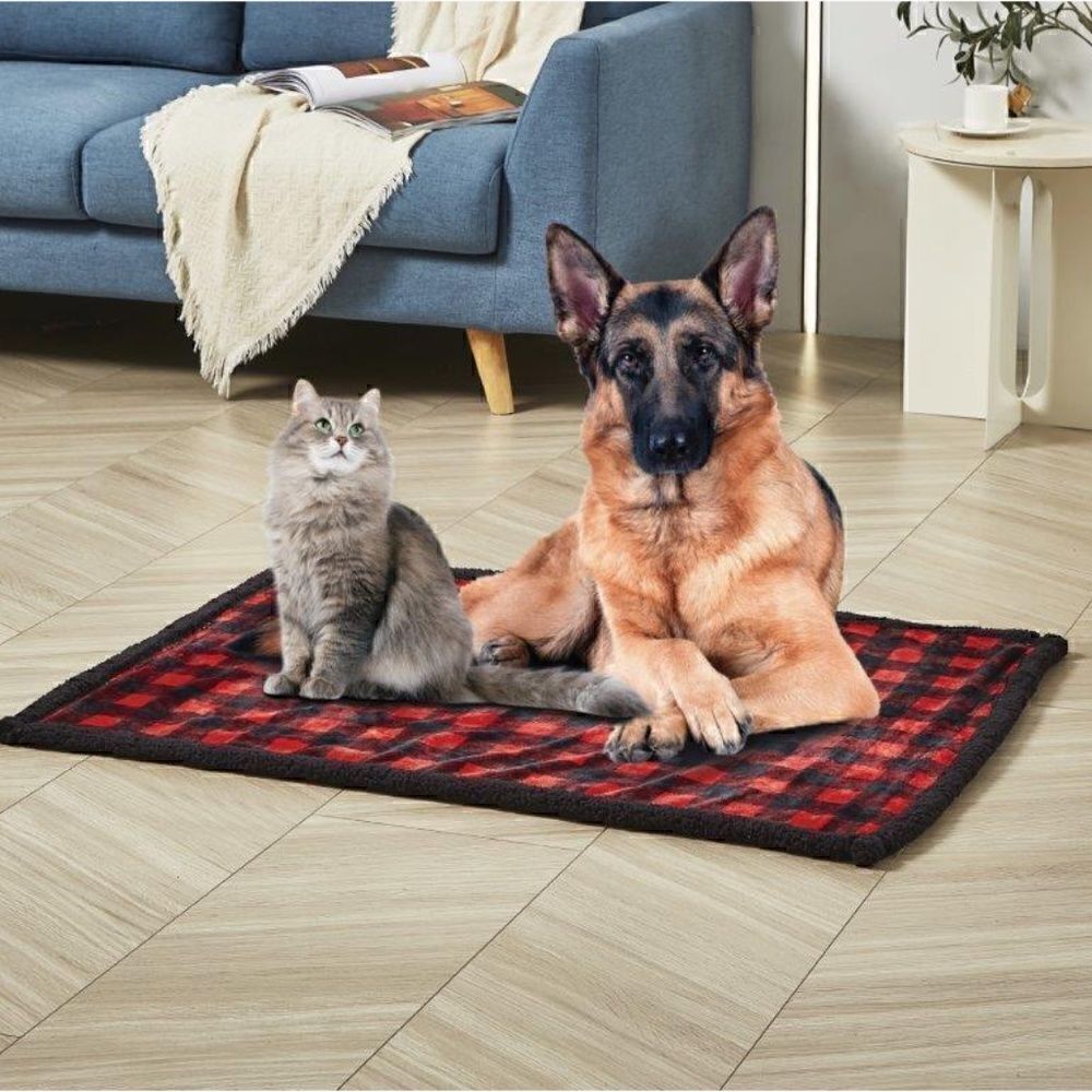 NEW! Country Farmhouse Red Black Buffalo Plaid Pet Blanket Rustic Cabin Lodge